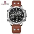 NAVIFORCE 9224 Original Brand Men's Watches LCD Digital Display Waterproof Wristwatch for Man Luminous Male Sport Quartz Clock - Silver Black OrangeBrown